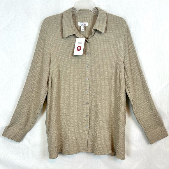 NWT Denim & Co. Textured Stretch Button Front Pocket Tunic Medium petite A468447 - Picture 1 of 9